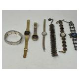 Four ladies fashion estate watches, and three fashion bracelets, see pictures for details.