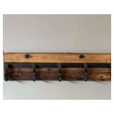 DEN… Rustic coat/hat rack made with iron hooks, see pictures for details.