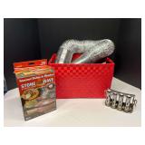 Assorted items to include a Stone Wave microwave cooker, comes in original box, vintage change dispensers, dryer vent, and more. See pictures for details. ￼