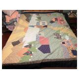 LR…Vintage custom quilt, seller states this piece was made by his grandmother, see pictures for details.