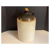 LR… Antique two toned stoneware whiskey jug, 3 gallon, see pictures for details.