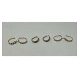 Ladies hoop earrings, three pair, with multicolored stones. These earrings are gold plated over 925, see pictures for details.