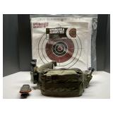 DEN… Military style gun belt filled with approximately 11-9 mm magazines. Nine of these are loaded with 9 mm Luger ammunition.. Also includes targets and more, see pictures for details.