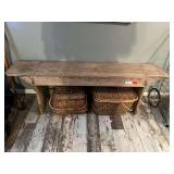 DEN… Primitive bench, see pictures for details.
