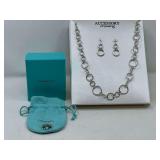 KIT… Ladies fashion jewelry to include a necklace and earring set, also includes a Tiffany & Co. sterling silver pinky ring, stamped 925, see pictures for details. ￼