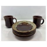 KIT…Crestware mugs, two pieces, also includes carefree iron stone bowls, six pieces total, see pictures for details.