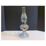 LR… Vintage oil lamp with fluted base and glass chimney, see pictures for details.