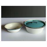 Vintage enamelware bowls two pieces, also includes lid, see for details.