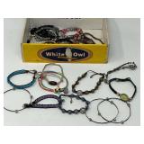 Cigar box filled with lovely ladies fashion estate bracelets, see pictures for details.