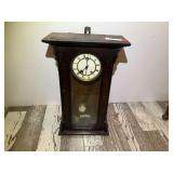 DEN… Vintage/antique wall mount pendulum clock, does have key, see pictures for details.