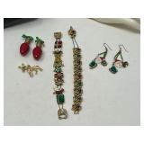 Ladies Christmas jewelry to include slide bracelets, pendant, earrings, and more. See pictures for details.