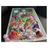 Storage tub of assorted beanie babies, some of these pieces were distributed by McDonald’s, see pictures for details.
