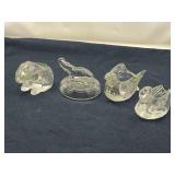 DEN… Vintage clear glass tea light candle holders, one is Avon, three pieces total, see pictures for details.