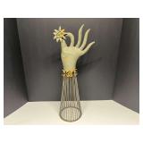 Vintage metal hand shaped jewelry stand, see pictures for details.