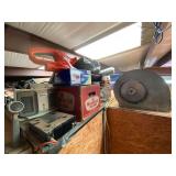 Mystery upper level loft marked 5043, some items include a blower fan, trailer hitch, Patton heater, Black & Decker hedge trimmer, winch, inverter inverter, camp chair, and much more. See pictures for