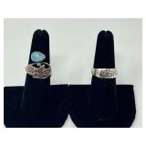 Sterling silver Faith ring, also includes a very unique sterling silver dragonfly ring with an egg shaped cabochon, believed to be Larimar, both pieces are stamped 925, see pictures for details.