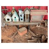 Wooden table includes all content on top and underneath