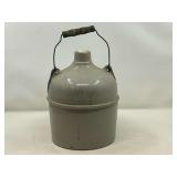 LR… Antique/vintage stoneware jug with bail handle, has cobalt blue accents, stopper appears to be broken off, see pictures for details.