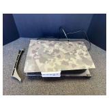 Sony PlayStation five with camouflage cover, working condition unknown, see pictures for details.