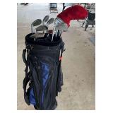 Knight golf bag with assorted Dunlop ProComp clubs/drivers, see pictures for details.