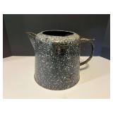 KIT… Vintage enamelware cowboy coffee pot, no lid, see pictures for details.
