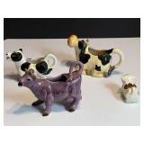 LR… Ceramic cow creamers and decor, four pieces, see pictures for details.