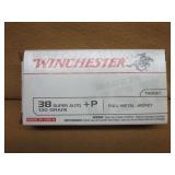 WINCHESTER 38 SUPER AUTO +P FMJ - 50 RDS