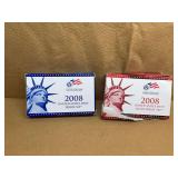 2008 UNITED STATES MINT PROOF SETS DENVER & PHILADELPHIA MINTS