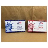 2008 UNITED STATES MINT PROOF SETS DENVER & PHILADELPHIA MINTS