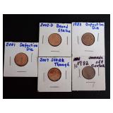 (5) ERROR PENNIES - SEE ALL PHOTOS