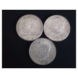 (3) 1964 KENNEDY HALF DOLLAR COINS - 90% SILVER