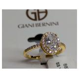 Gianni Bernini 18K Gold Over Sterling Silver Cubic Zirconia Ring Size 7