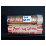 (2) ROLLS OF 2009 RAIL SPLITTER PENNIES