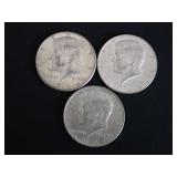 (3) 1964 KENNEDY HALF DOLLAR COINS - 90% SILVER