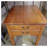 Wooden Side Table with Two Drawers