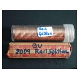 (2) ROLLS OF 2009 RAIL SPLITTER PENNIES