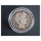 1906 BARBER HALF DOLLAR COIN