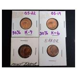 (4) ERROR PENNIES - SEE ALL PHOTOS