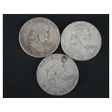 (3) FRANKLIN HALF DOLLAR COINS