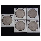 (5) 1972 IKE DOLLAR COINS