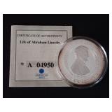 ABRAHAM LINCOLN MEDAL WITH COA