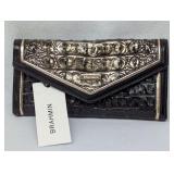 NEW AUTHENTIC Brahmin Wallet, Black and Gold Tone