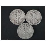 (3) WALKER HALF DOLLAR COINS