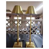 Pair of Matching Brass Table Lamps with Shades