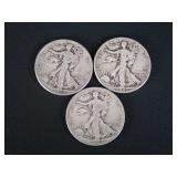 (3) WALKER HALF DOLLAR COINS