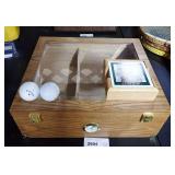 Wooden Humidor Box, Golf Coasters and Golf Balls