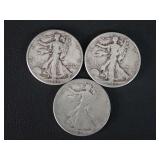 (3) WALKER HALF DOLLAR COINS