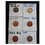 (6) LINCOLN PENNIES W/UNIQUE MINTING - SEE ALL PHOTOS