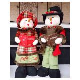 Pair of Large Holiday Snowman Carolers Figurines
