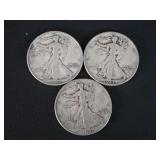(3) WALKER HALF DOLLAR COINS